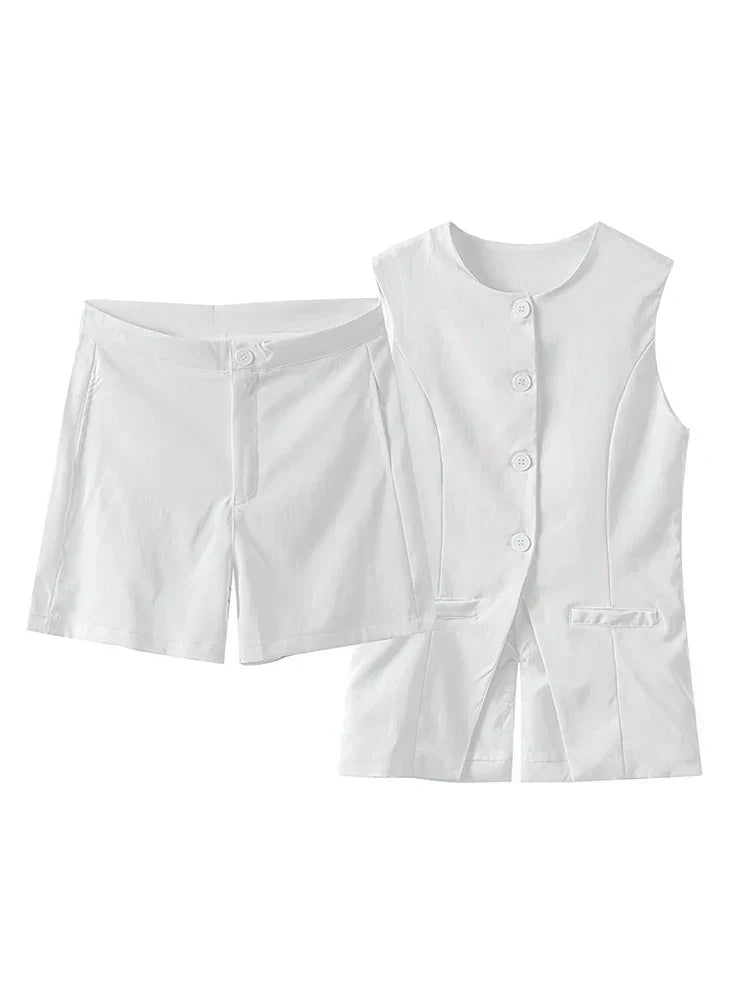 Conjunto de 2 piezas con bolsillos y botones