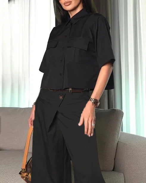 Manga corta con solapa y Pantalón - Vesarya™