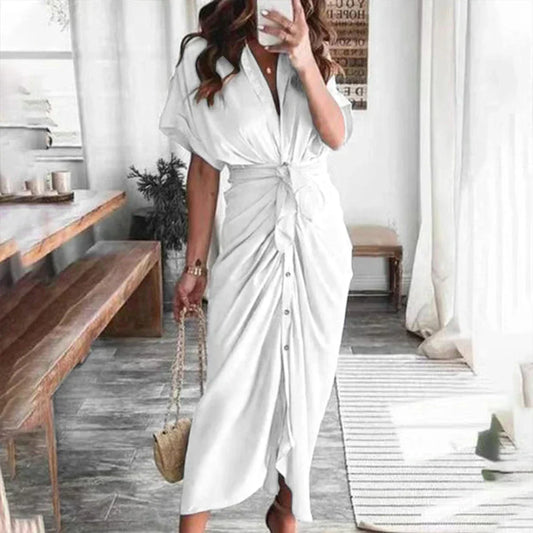 Vestido camisero de cintura alta