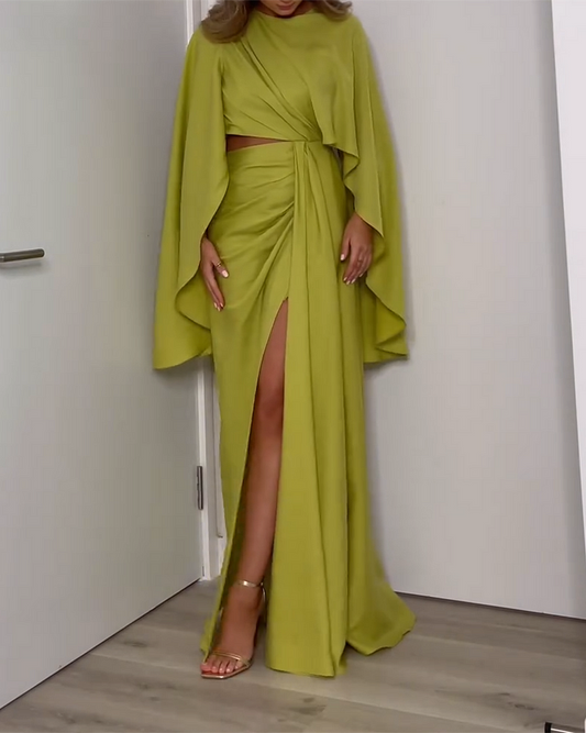 Vestido plisado de manga larga hueco